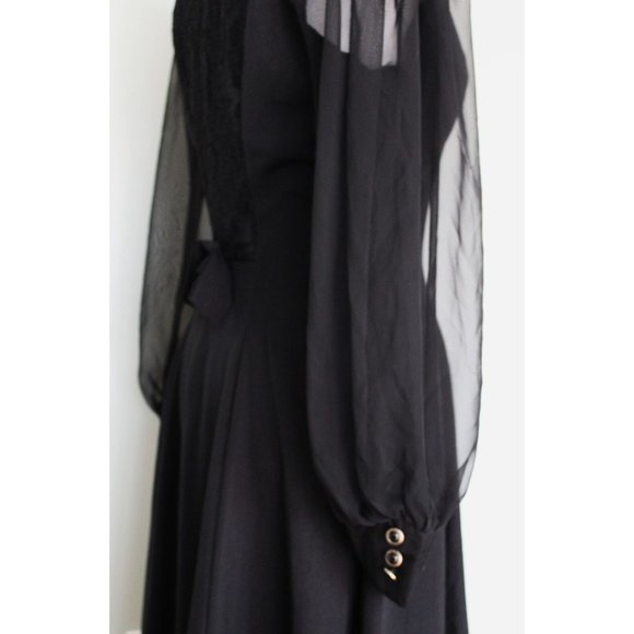 Vintage Gothic Vibes Black RIVIERA Button Dress, Size Small 4 - Picture 5 of 12